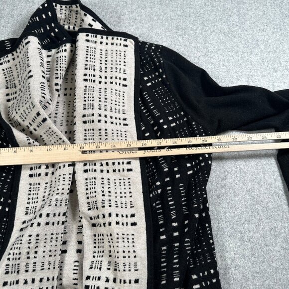Ivanka Trump Womens Small Black Cream Open Front Cardigan Long Sleeve Abstract - Picture 8 of 16